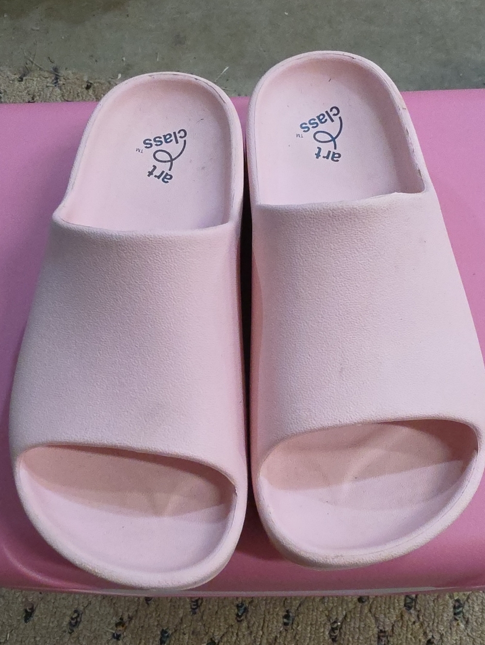 Art Class Light Pink Slide Sandals for Girls